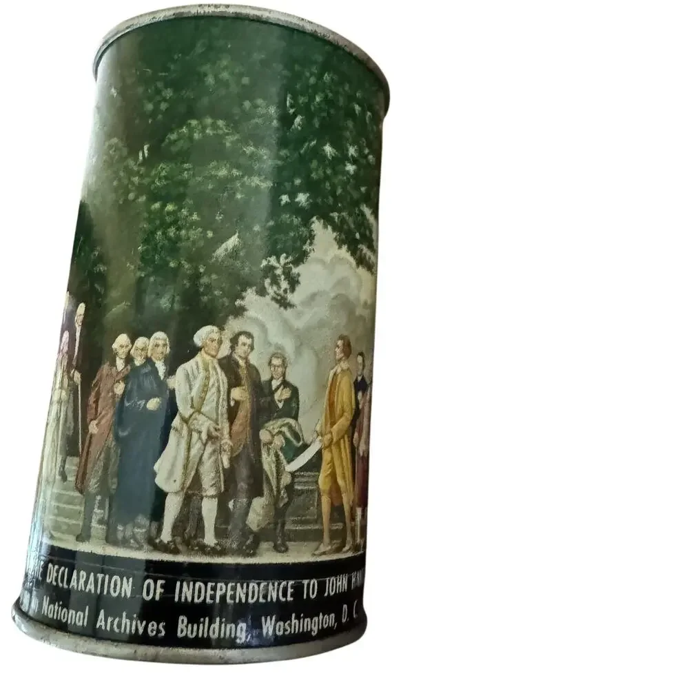 Vintage Tin Bank American Can Co Thomas Jefferson & Declaration of Independence